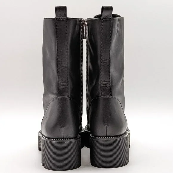 Michael Kors Women Bryce Platform Black Leather Lace Combat Boots US 9.5 M NEW - Picture 3 of 10